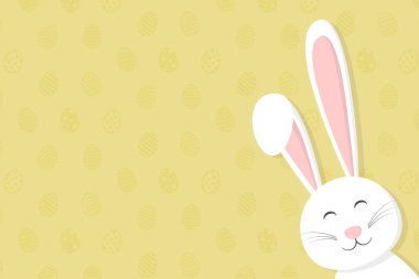 Mutlu bunny Paskalya tatili için bir kart düzeni. Vektör.