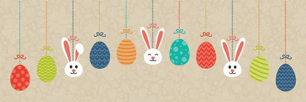Concepto Bandera Para Pascua Con Adornamientos Que Cuelgan Los Conejos — Vector de stock