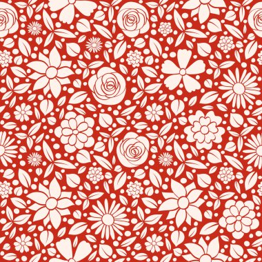 Çiçek arka plan - elle çizilmiş çiçekler ile seamless modeli. Anneler günü, kadının günü ve Sevgililer günü. Vektör