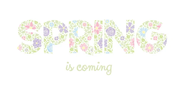 Banner Cor Pastel Com Flores Desenhadas Mão Bonito Conceito Primavera — Vetor de Stock