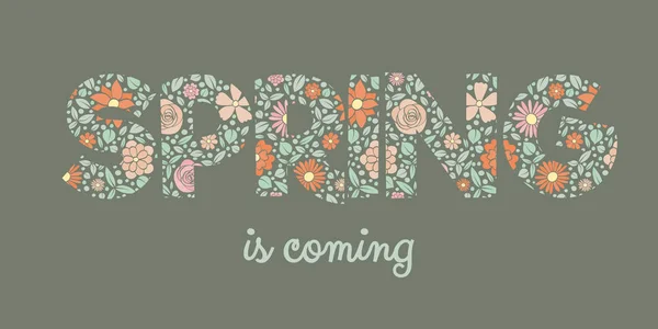 Banner Primavera Vibrante Con Texto Floral Vector — Archivo Imágenes Vectoriales