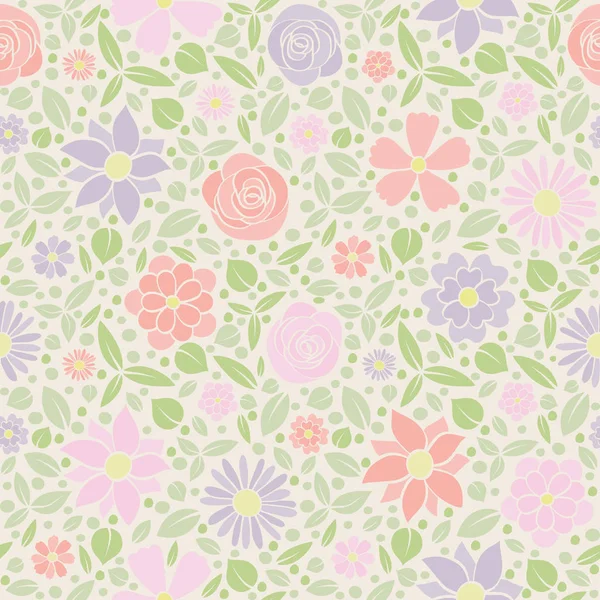 Spring Background Seamless Pattern Flowers Vector — Stock Vector