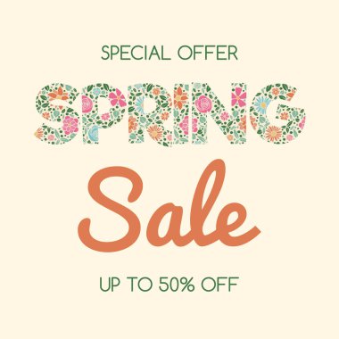 Bahar Satılık çiçekli bir kart kavramı. Vektör.