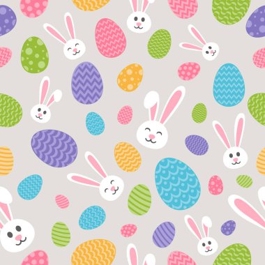 Easter bunnies ve yumurta - sorunsuz arka plan ile duvar kağıdı kavramı. Vektör.