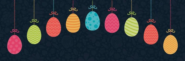 Decoración Pascua Colgante Con Huevos Colores Vector — Vector de stock