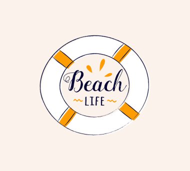 Beach life. Komik yaz öğe metin - bir afiş kavramı ile. Vektör.