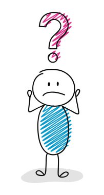 Komik çöp adam - iş kavramı ile ampul simgesi. Vektör.