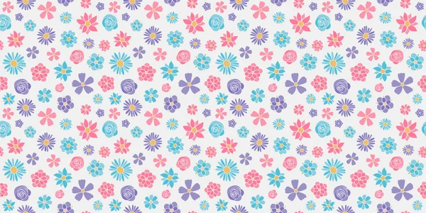 Seamless Floral Pattern Wrapping Paper Cute Hand Drawn Flowers Vector — Stock Vector