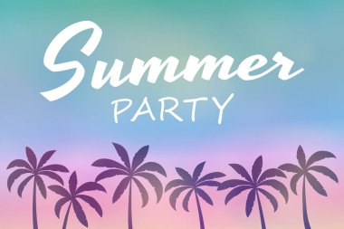 Cennet yaz palmiye ağaçları altında. Metin parlak poster. Vektör.