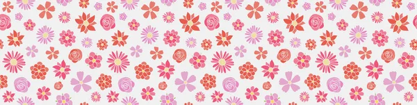 Banner Floral Multicolorido Estilo Retro Textura Sem Costura Vetor — Vetor de Stock