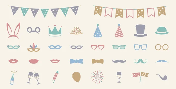 Pastel Colured Party Iconen Grote Reeks Vector — Stockvector
