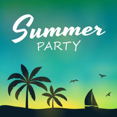 Colurful poster palmiye ağaçları - yaz tatili ile. Vektör.