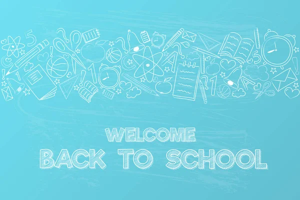学校に戻る 面白いスケッチと本文のポスター ベクトル — ストックベクタ