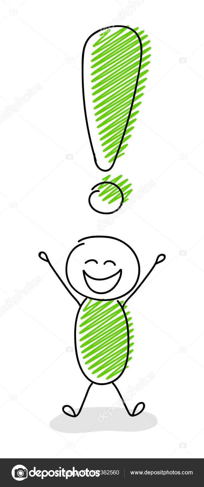 Exclamation Mark Funny Stickman Drawing Excited Expression Vector Stock