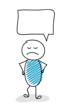 Boş konuşma ballon ile kızgın çöp adam. Vektör.