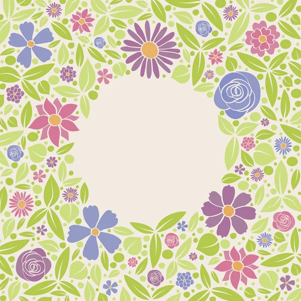 Floral Wreath Concept Spring Background Colourful Flowers Vector — Stock Vector