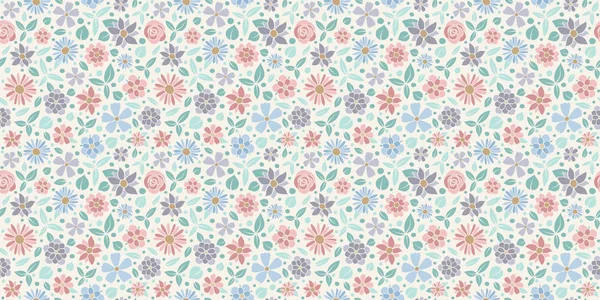 Springtime Floral Pattern Seamless Texture Hand Drawn Flowers Vector — Stock Vector