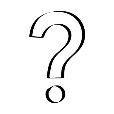 Soru işareti - el çekilmiş simgesi. Vektör.