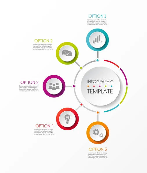 Modelo Infográfico Multicolorido Com Ícones Negócios Opções Vetor — Vetor de Stock