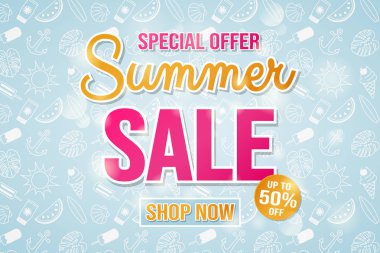 Yaz Satılık - renkli poster. Vektör.