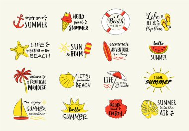 Yaz hat ile komik kutsal kişilerin resmi. Vektör.