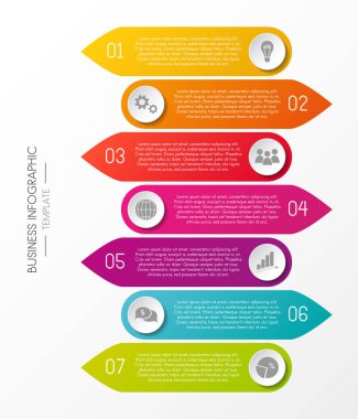 İş infograph - simgeleri ve farklı seçenekleri ile rengarenk şablonu. Vektör.