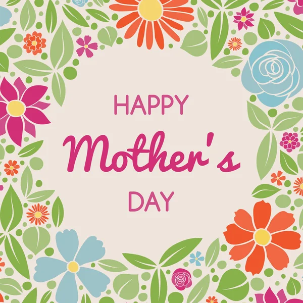 Glücklicher Muttertag Blumenposter Mit Wünschen Vektor — Stockvektor