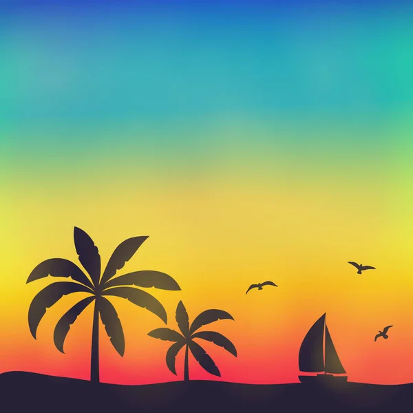 Тропічний Рай Літній Плакат Пальмами Копіями Векторні — стоковий вектор