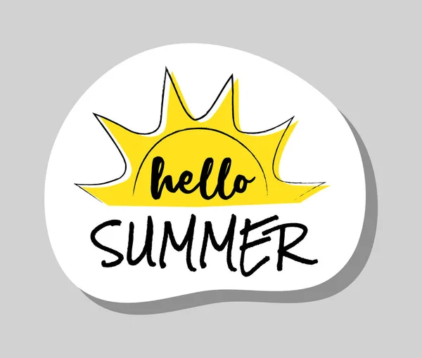 Hello Summer Summer Badge Funny Text Illustration Vector — Stock Vector