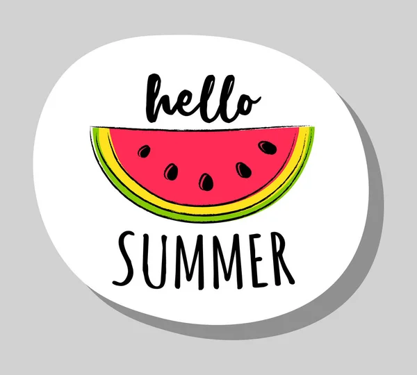 Hello Summer Summer Badge Funny Text Illustration Vector — Stock Vector