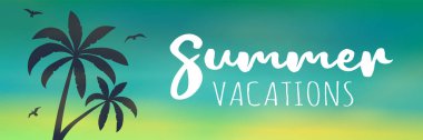 Yaz tatillerini - tropik avuç içi ile banner. Vektör.