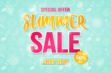 Yaz Satılık - özel kampanya ile parlak el ilanı. Vektör.