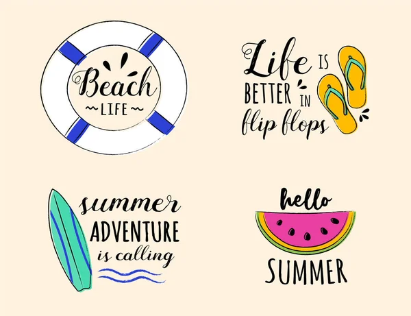 Summer Holiday Set Colourful Typography Vector — Stock Vector