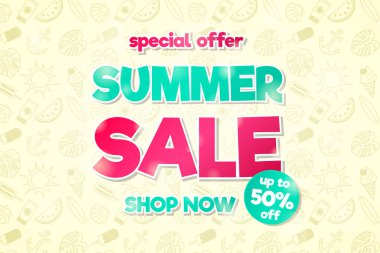 Yaz Satılık - özel kampanya ile parlak el ilanı. Vektör.