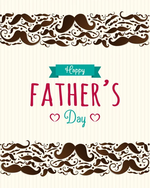 Happy Father Day Cute Poster Mustaches Vector — Stock Vector