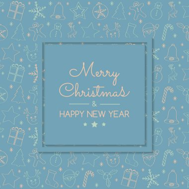 Retro tarzı şenlikli elemanları ile Noel kartı. Vektör.