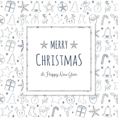 Noel tebrik kartı ile güzel süsler. Vektör.