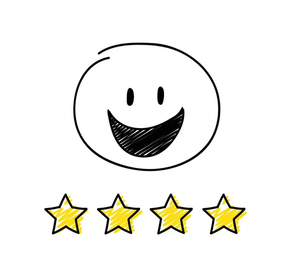 Review Four Star Rating Happy White Coloured Stickman Vector — 图库矢量图片