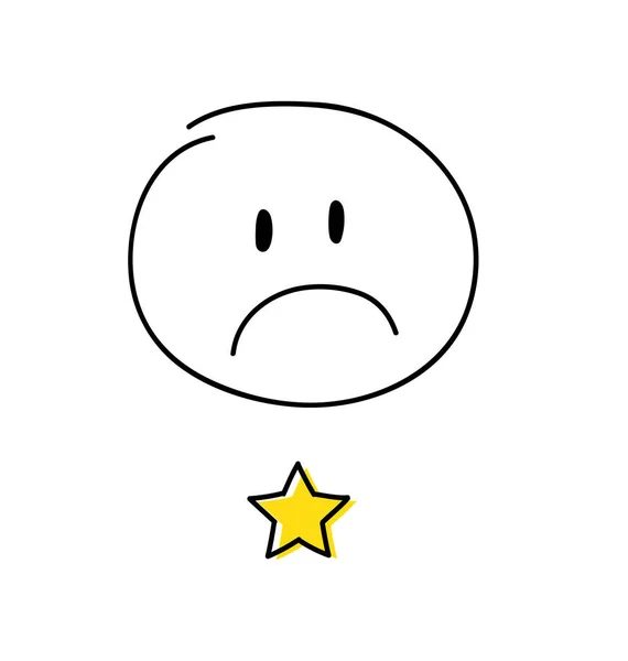 Review One Star Rating Happy White Coloured Stickman Vector — 图库矢量图片