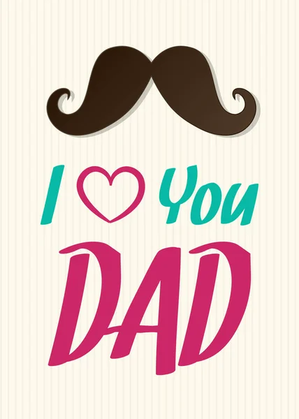 Happy Father Day Poster Mustache Text Vector — Stock Vector