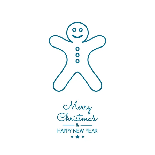 Concept Carte Voeux Noël Avec Biscuit Pain Épice Dessiné Main — Image vectorielle