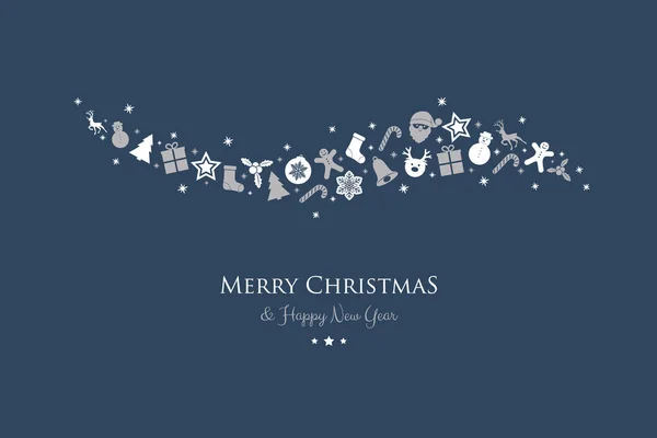 Joyeux Noël Bonne Année Carte Avec Des Décorations Dessinées Main — Image vectorielle