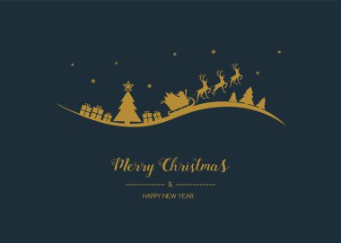 Çizgi film Noel Baba ve reindeers ile Noel tebrik kartı tasarımı. Vektör.