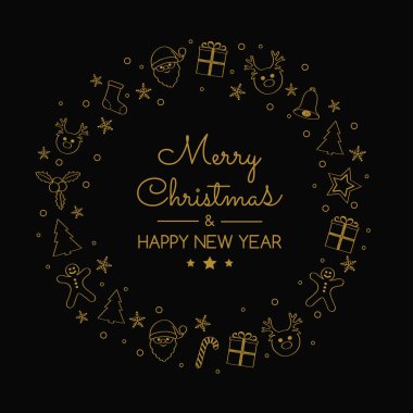 Noel çelenk şenlikli süslemeleri ile. Vektör.