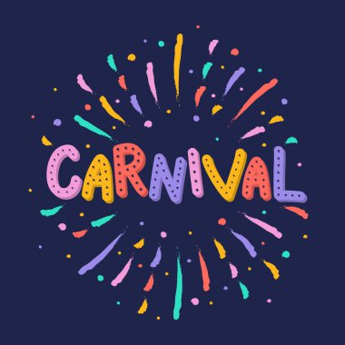 Renkli havai fişek ile karnaval yazı. Vektör