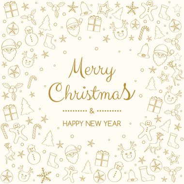 Retro tarzı şenlikli elemanları ile Noel kartı. Vektör.