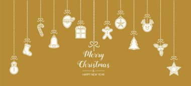 Christmas dekorasyon dilek ve asılı ile çizilmiş öğeleri ver. Vektör.