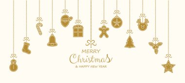 Dekorasyon asma Noel selamlar. Vektör.