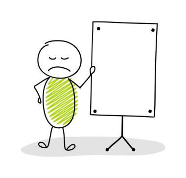Komik el whiteboad ile stickmen çizilmiş. Vektör