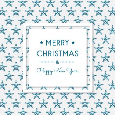 Elle çizilmiş kar taneleri olan klasik bir Noel kartı. Vektör.